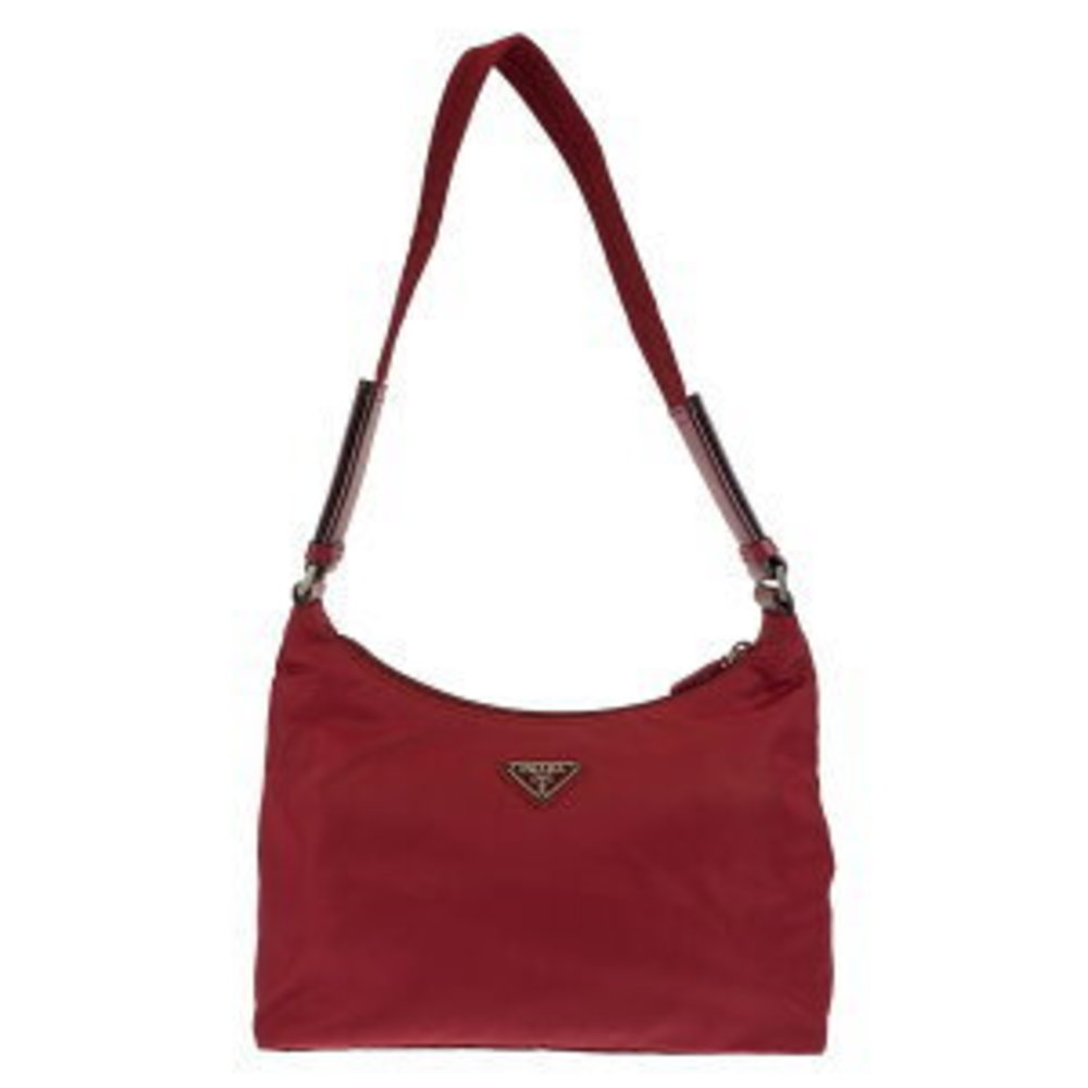 Prada Tessuto Triangular Red Nylon Shoulder Bag O… - image 1